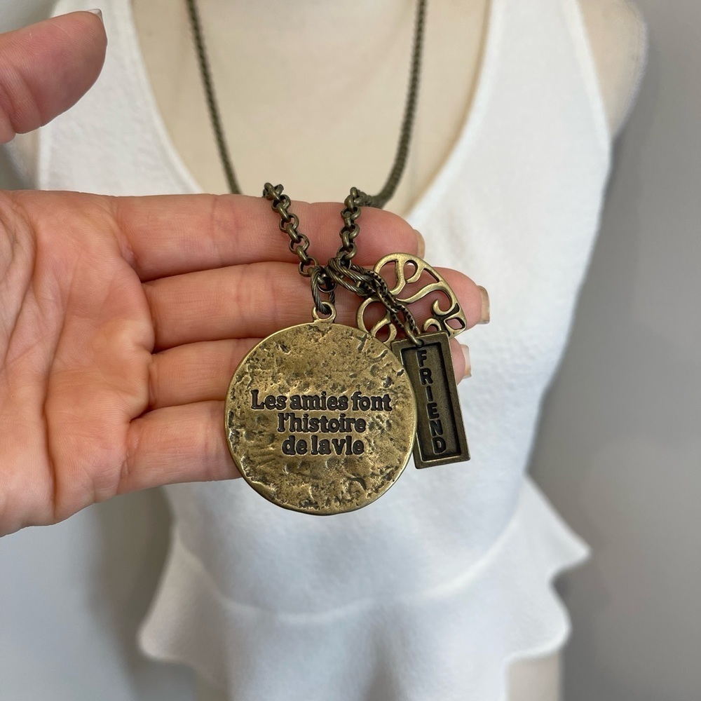 Mud Pie Friend charm long necklace